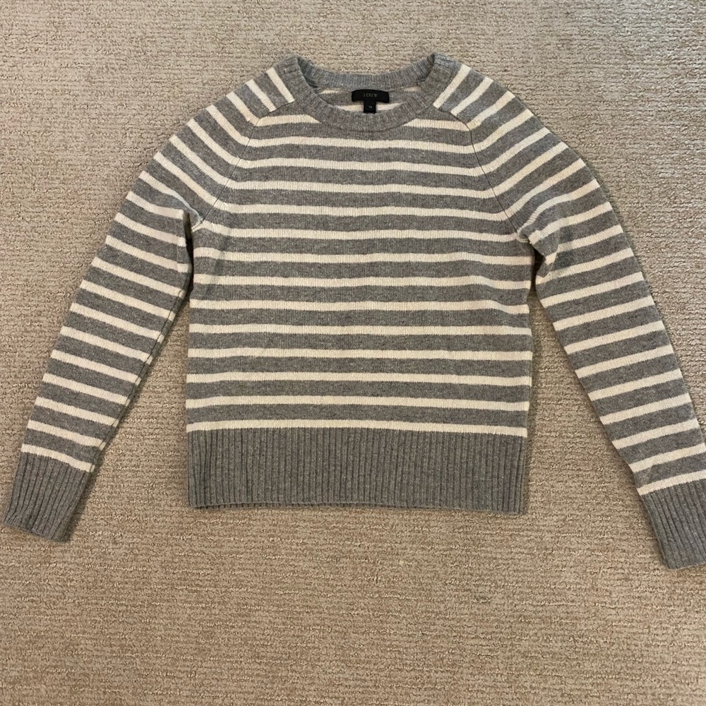 J Crew XS Grey and Cream striped sweater